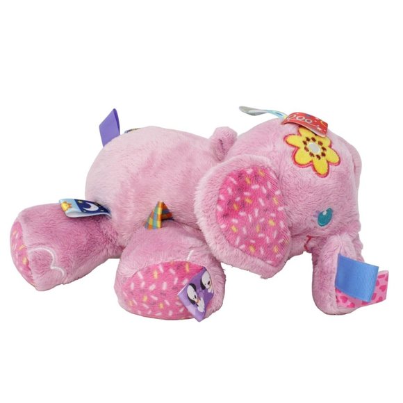 Taggies Pink Elephant Plush Rattle Toy 10" Cuddly Soft Lovey Tag N Play Pal - Picture 2 of 8